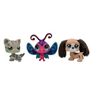 Littlest Pet Shop LPS Lot Of 3 Basset Hound Dog Puppy Brown Fuzzy Ears Read